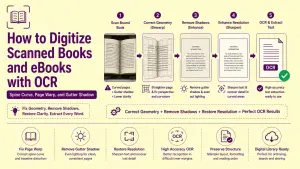 How to Digitize Scanned Books and eBooks with OCR: Spine Curve, Page Warp, and Gutter Shadow